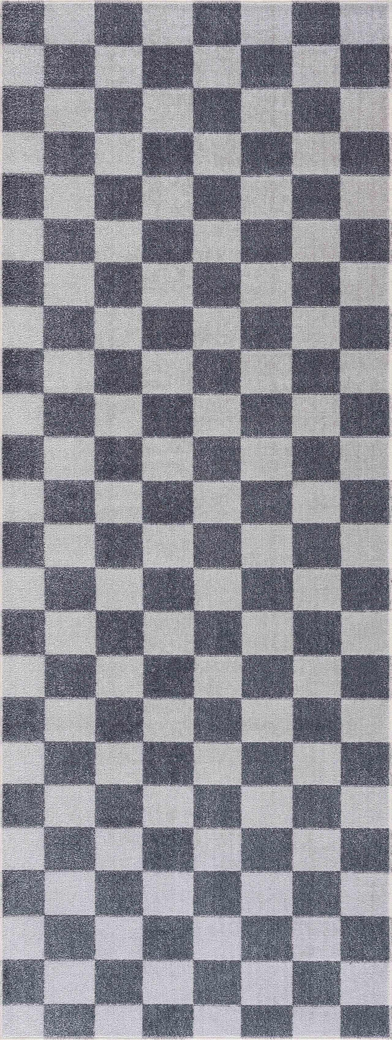 Alie Gray Checkered Washable Area Rug Hauteloom