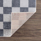 Alie Gray Checkered Washable Area Rug Hauteloom