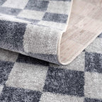 Alie Gray Checkered Washable Area Rug Hauteloom