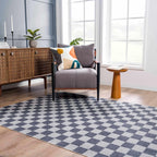 Alie Gray Checkered Washable Area Rug Hauteloom