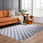Alie Gray Checkered Washable Area Rug Hauteloom