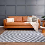 Alie Gray Checkered Washable Area Rug Hauteloom