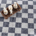 Alie Gray Checkered Washable Area Rug Hauteloom