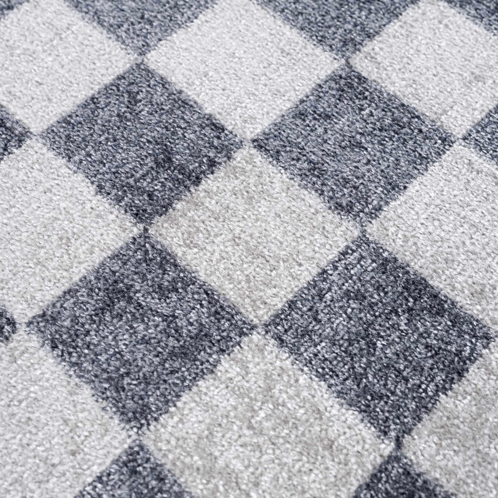 Alie Gray Checkered Washable Area Rug Hauteloom