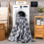 Alie Gray Checkered Washable Area Rug Hauteloom