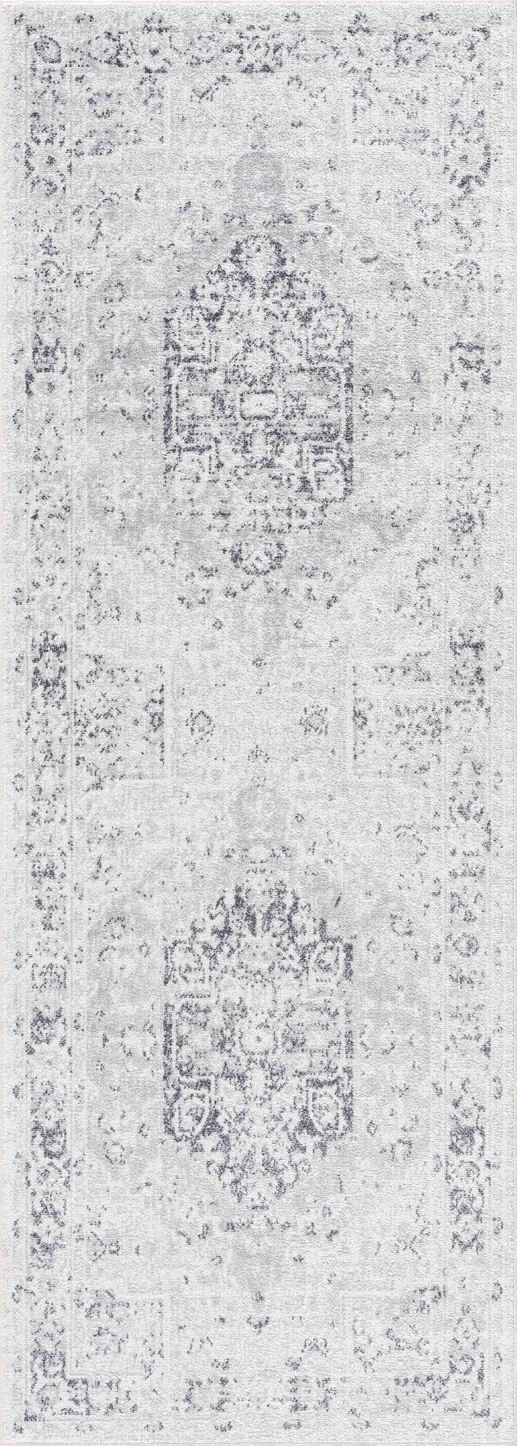 Akram Cream & Antrasit Washable Area Rug Hauteloom