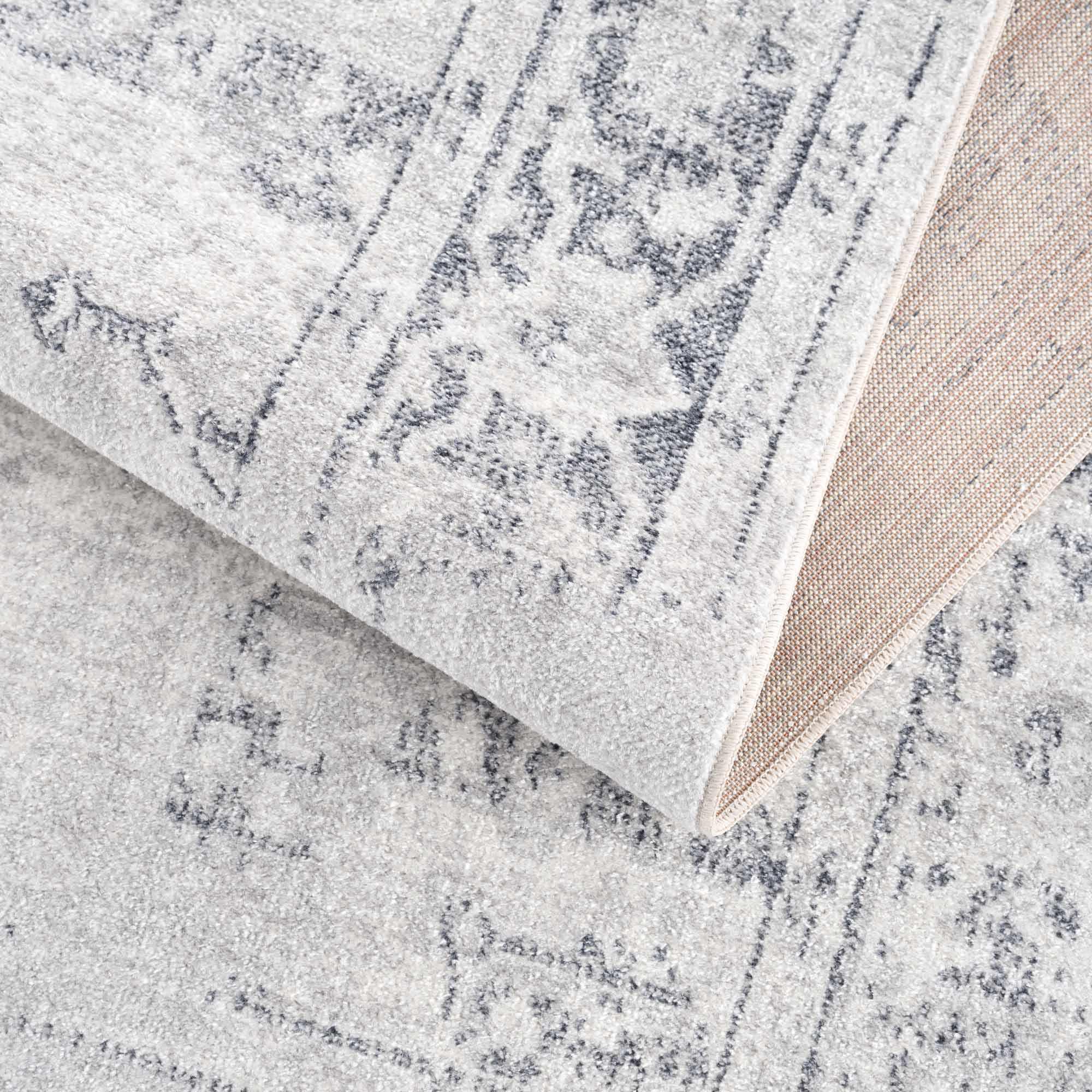 Akram Cream & Antrasit Washable Area Rug Hauteloom