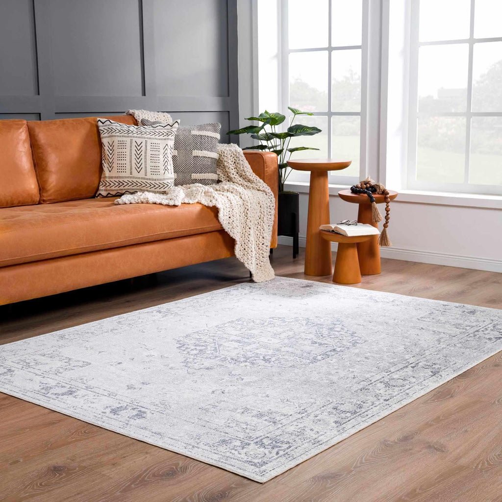 Akram Cream & Antrasit Washable Area Rug Hauteloom