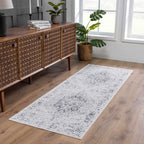 Akram Cream & Antrasit Washable Area Rug Hauteloom