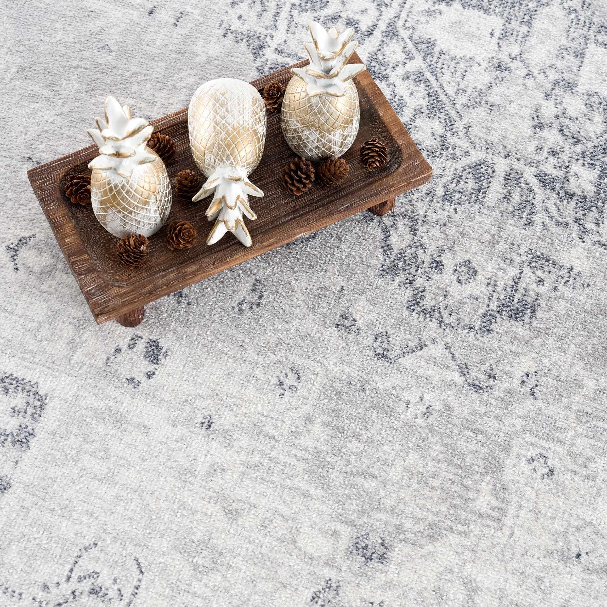 Akram Cream & Antrasit Washable Area Rug Hauteloom