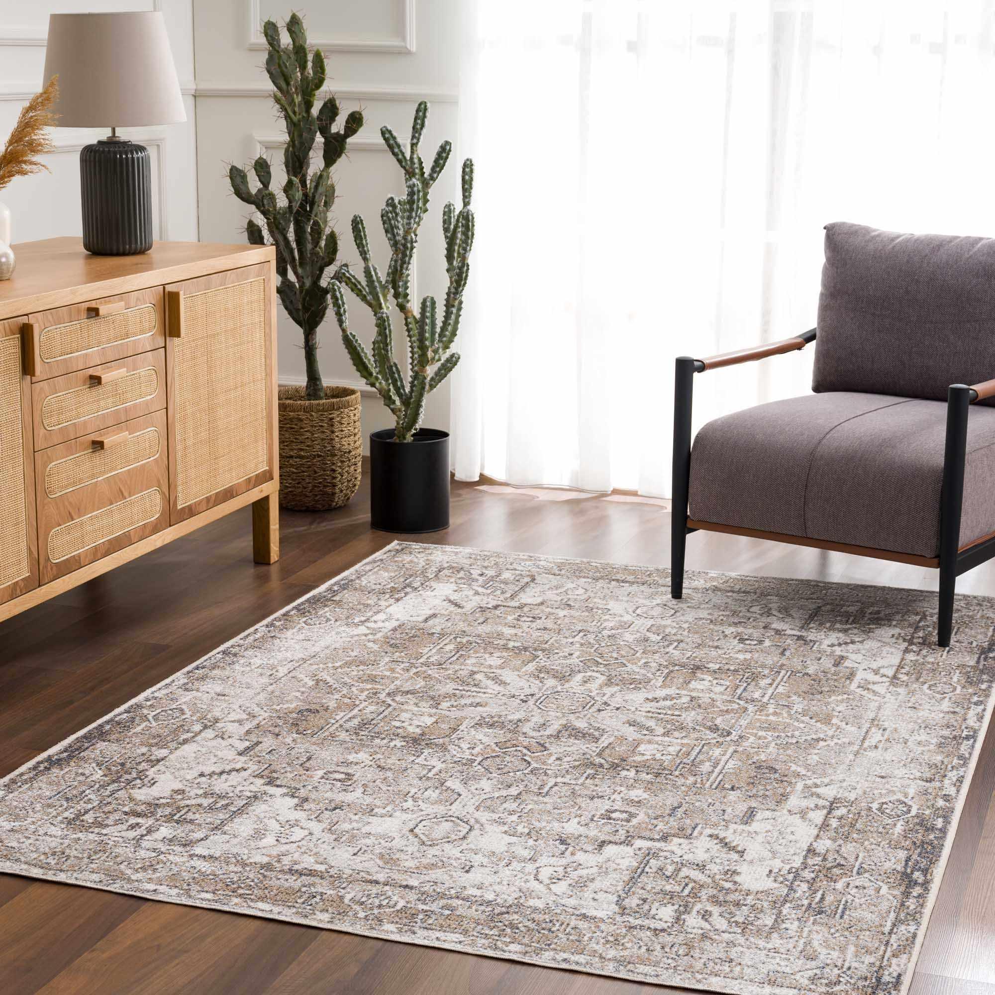 Blue Brown Hera Washable area rug Hauteloom