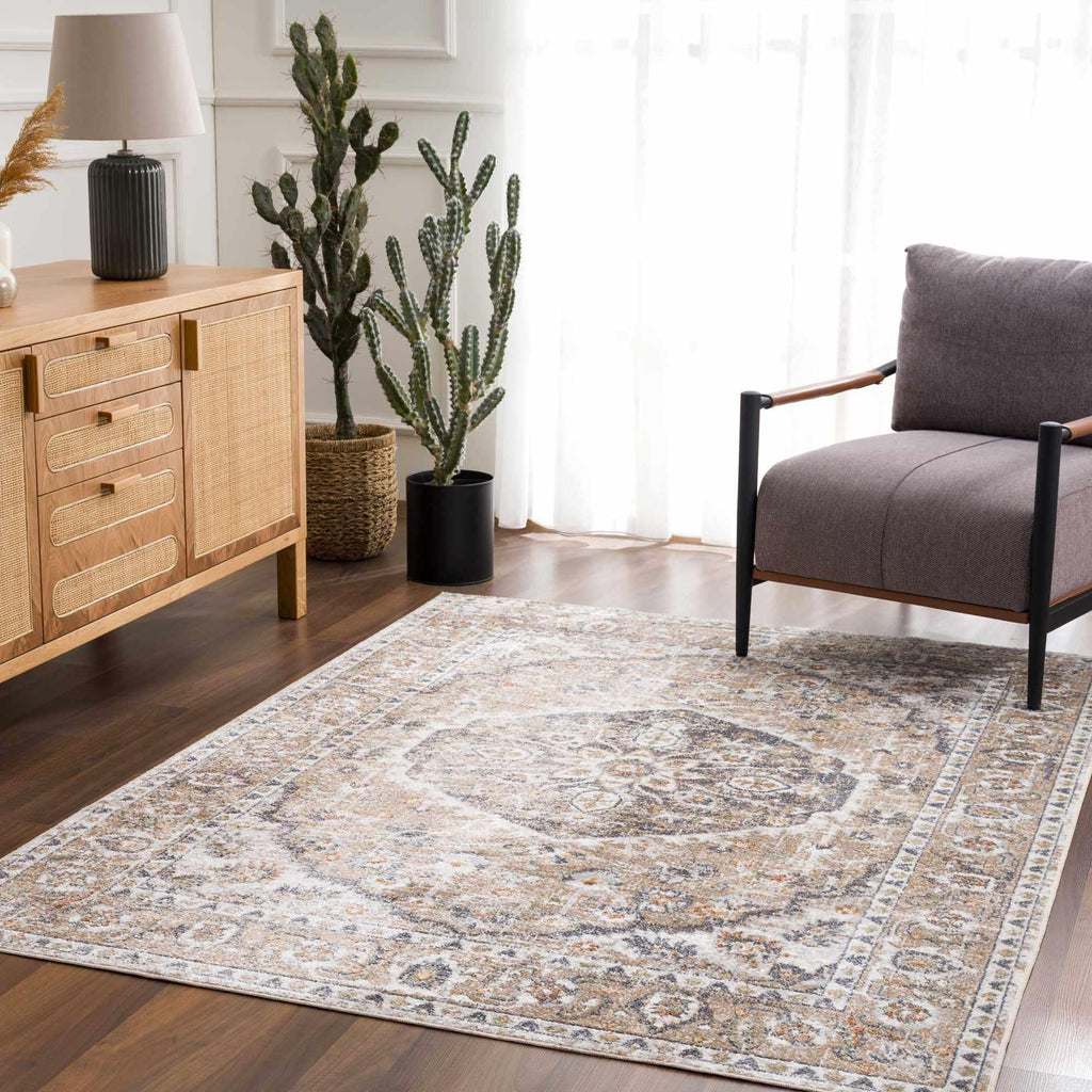 Beige Hiti Washable area rug Hauteloom