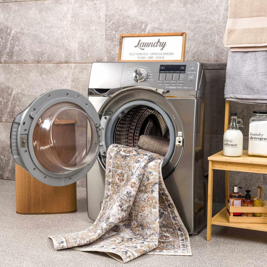 Beige Hiti Washable area rug Hauteloom