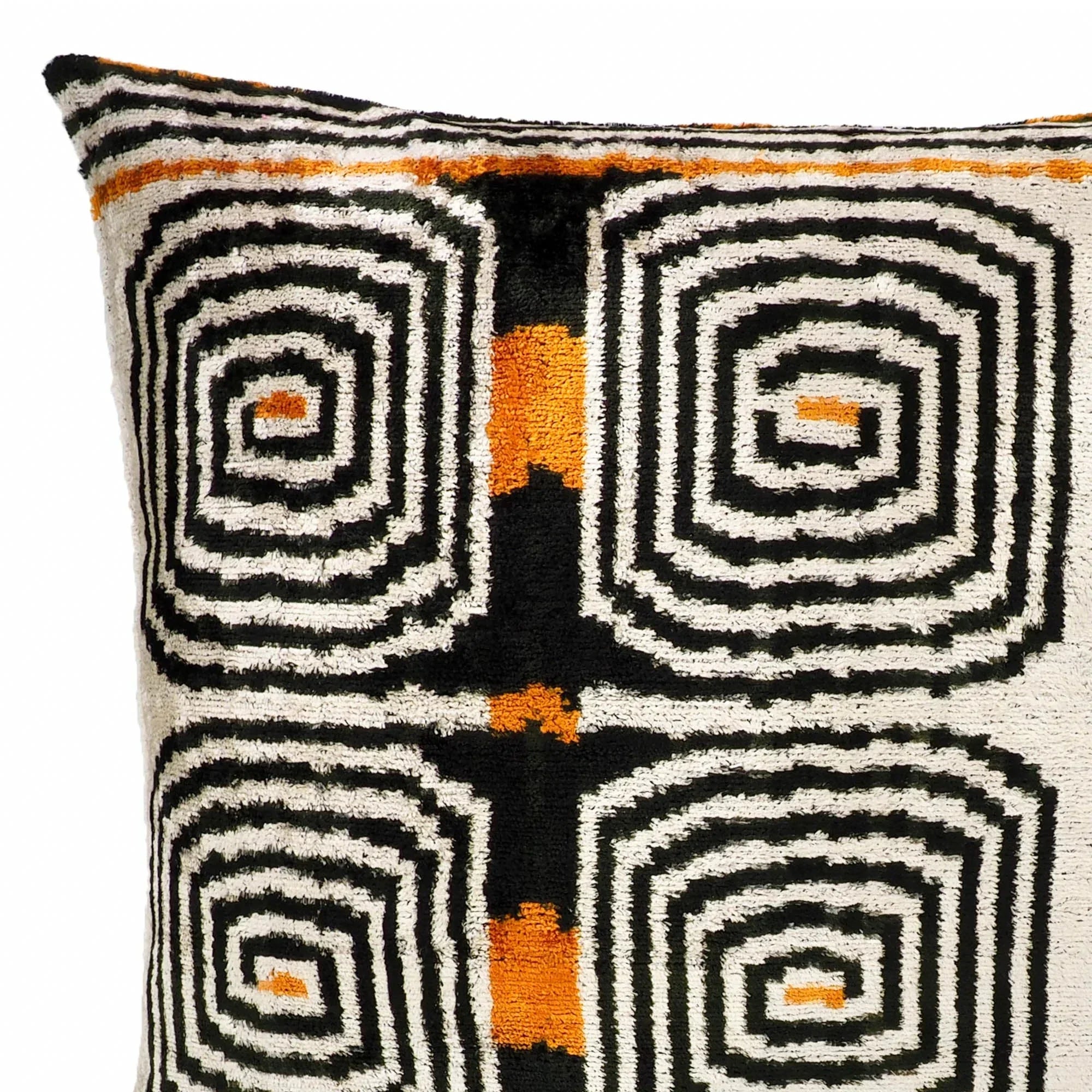 Labyrinth Silk Velvet Ikat Pillow Cover 20 X 20