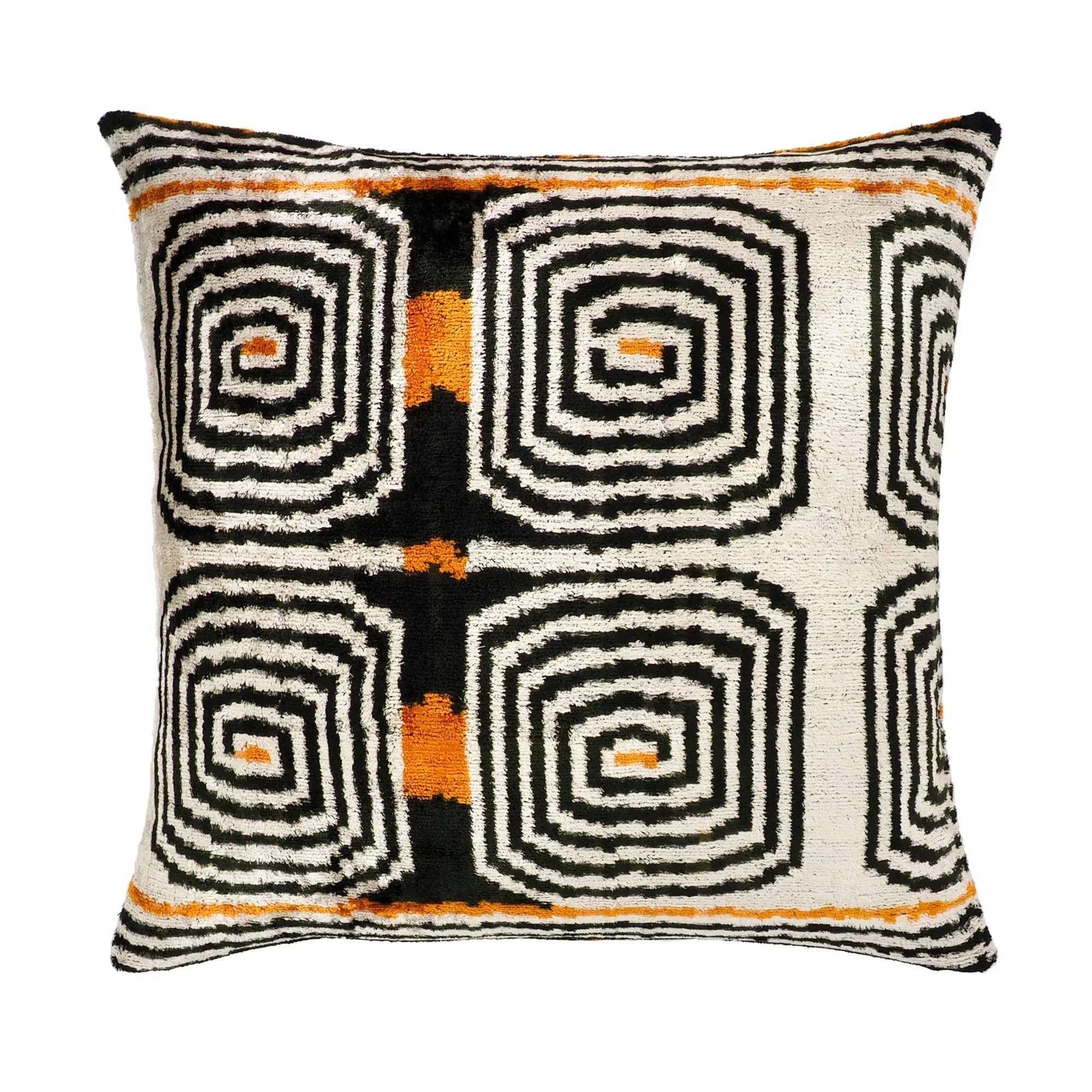 Labyrinth Silk Velvet Ikat Pillow Cover 20 X 20