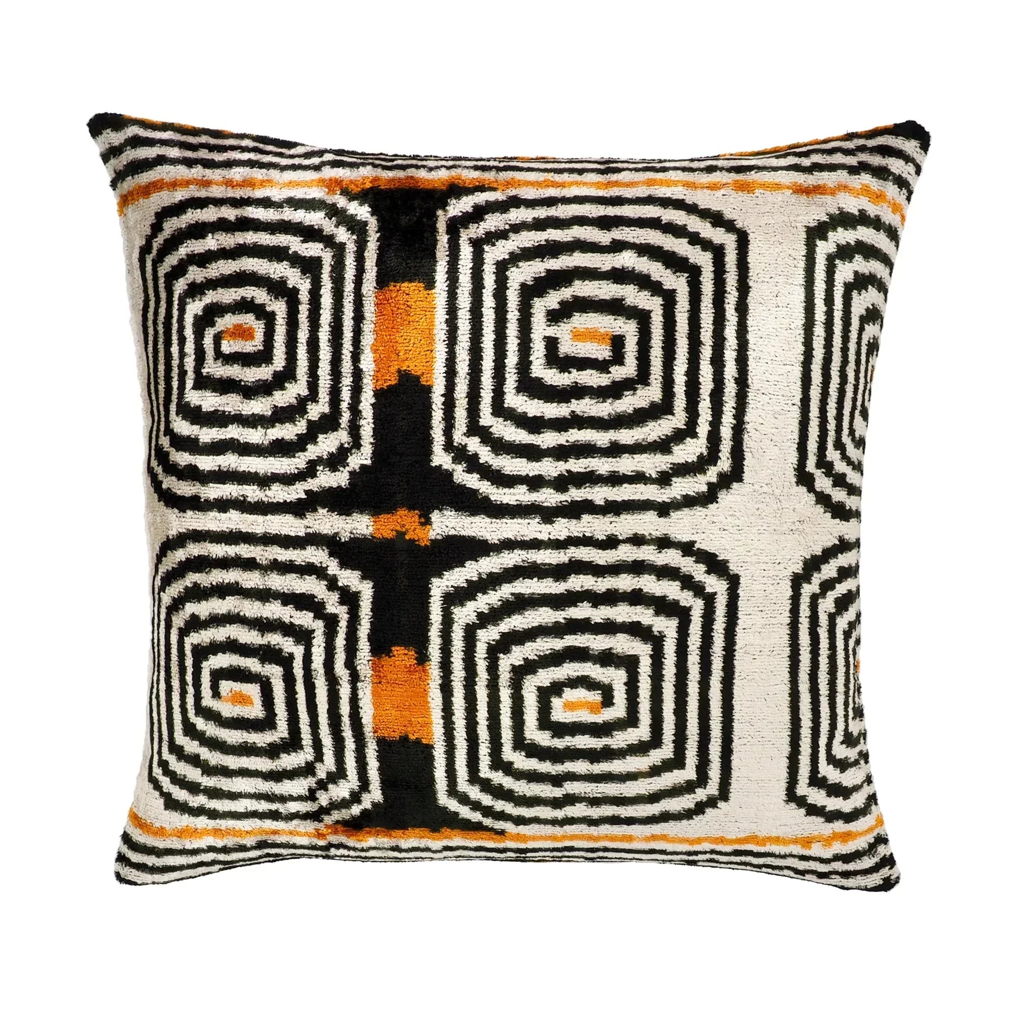 Labyrinth Silk Velvet Ikat Pillow Cover 20 X 20