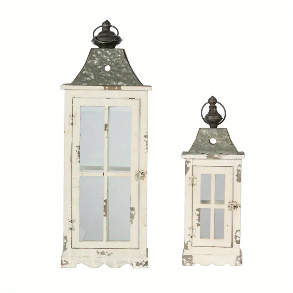 Wooden Candle Lantern - Outdoor Glass Garden Decor. - House Of Avana