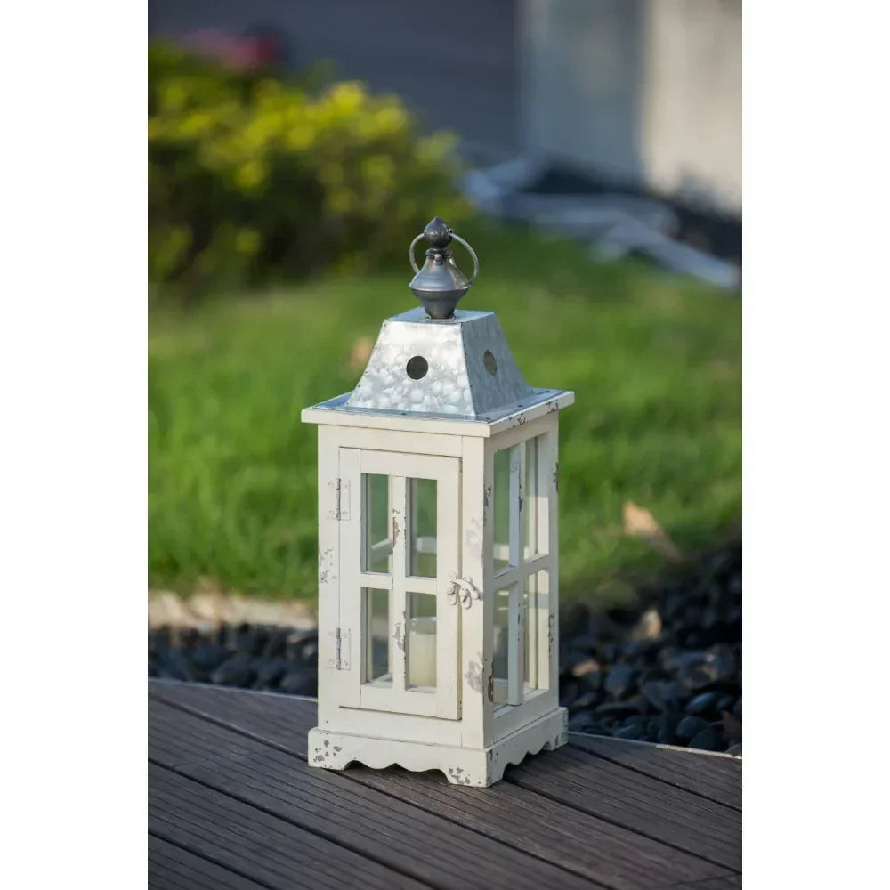 Wooden Candle Lantern - Outdoor Glass Garden Decor. - House Of Avana