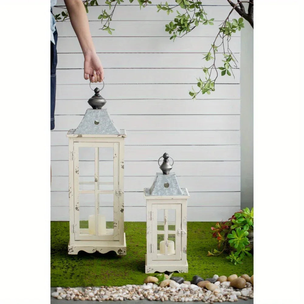 Wooden Candle Lantern - Outdoor Glass Garden Decor. - House Of Avana