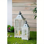 Wooden Candle Lantern - Outdoor Glass Garden Decor. - House Of Avana