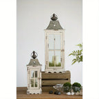 Wooden Candle Lantern - Outdoor Glass Garden Decor. - House Of Avana