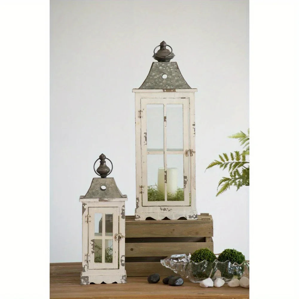 Wooden Candle Lantern - Outdoor Glass Garden Decor. - House Of Avana