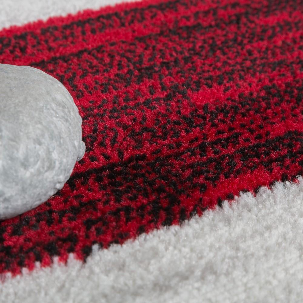 Large Rug Interior Floral Pattern Mottled Light Grey Red, side view - House Of Avana