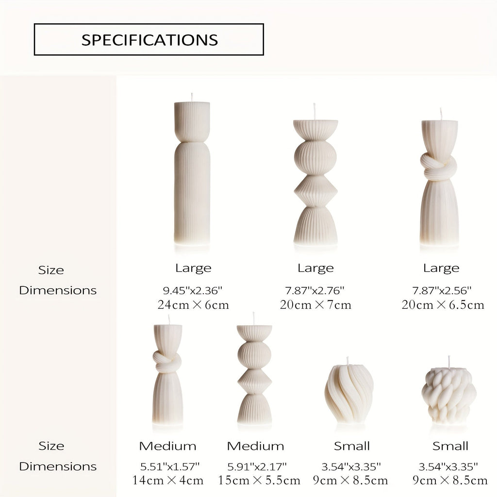 7-Pack Large Ribbed Pillar Candles - Soy Wax Handmade Home Decor Candles For Housewarming Gift, Shelf Decor, Wedding, Dining Table Centerpiece House Of Avana