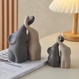 Abstract Ceramic Couple Elephant Statue House Of Avana