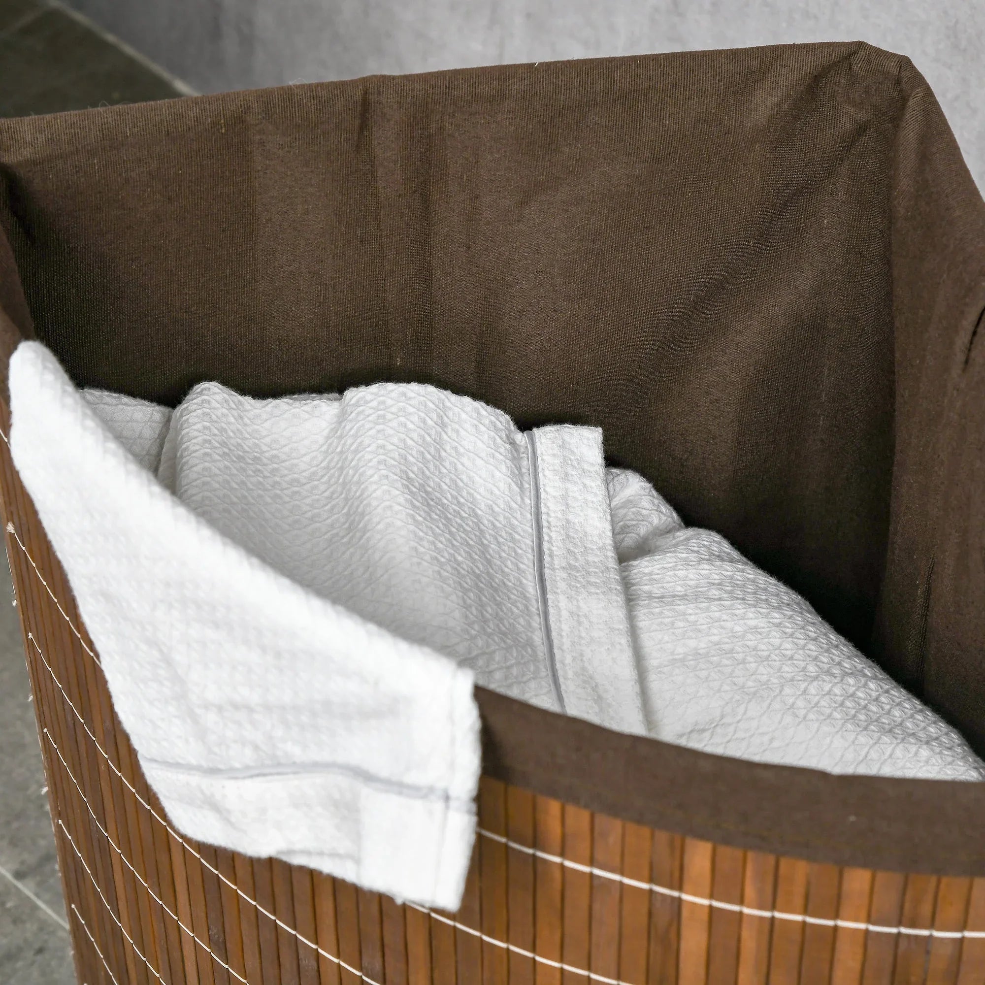 Bamboo Laundry Basket with Lid, Litres Laundry Hamper with Removable Washable Lining, Corner Washing... - House Of Avana