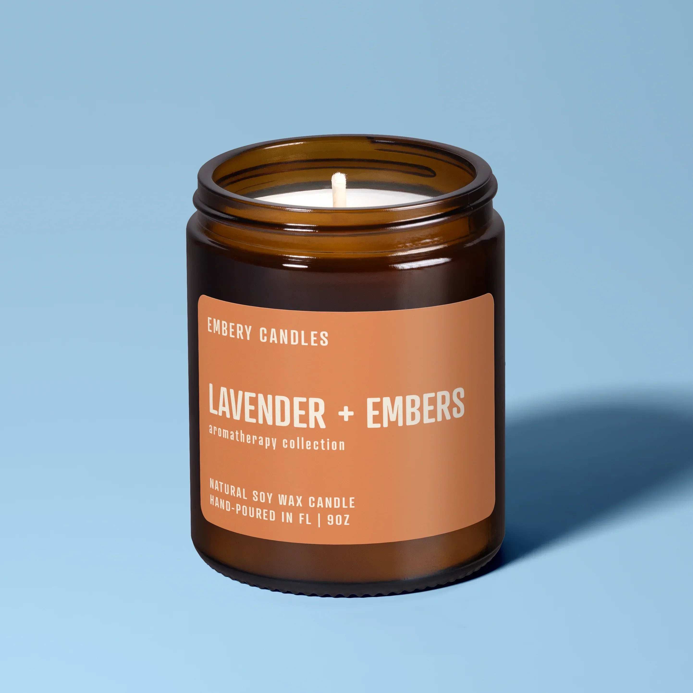 Lavender + Embers | Soy Wax Scented Candle, front view - House Of Avana