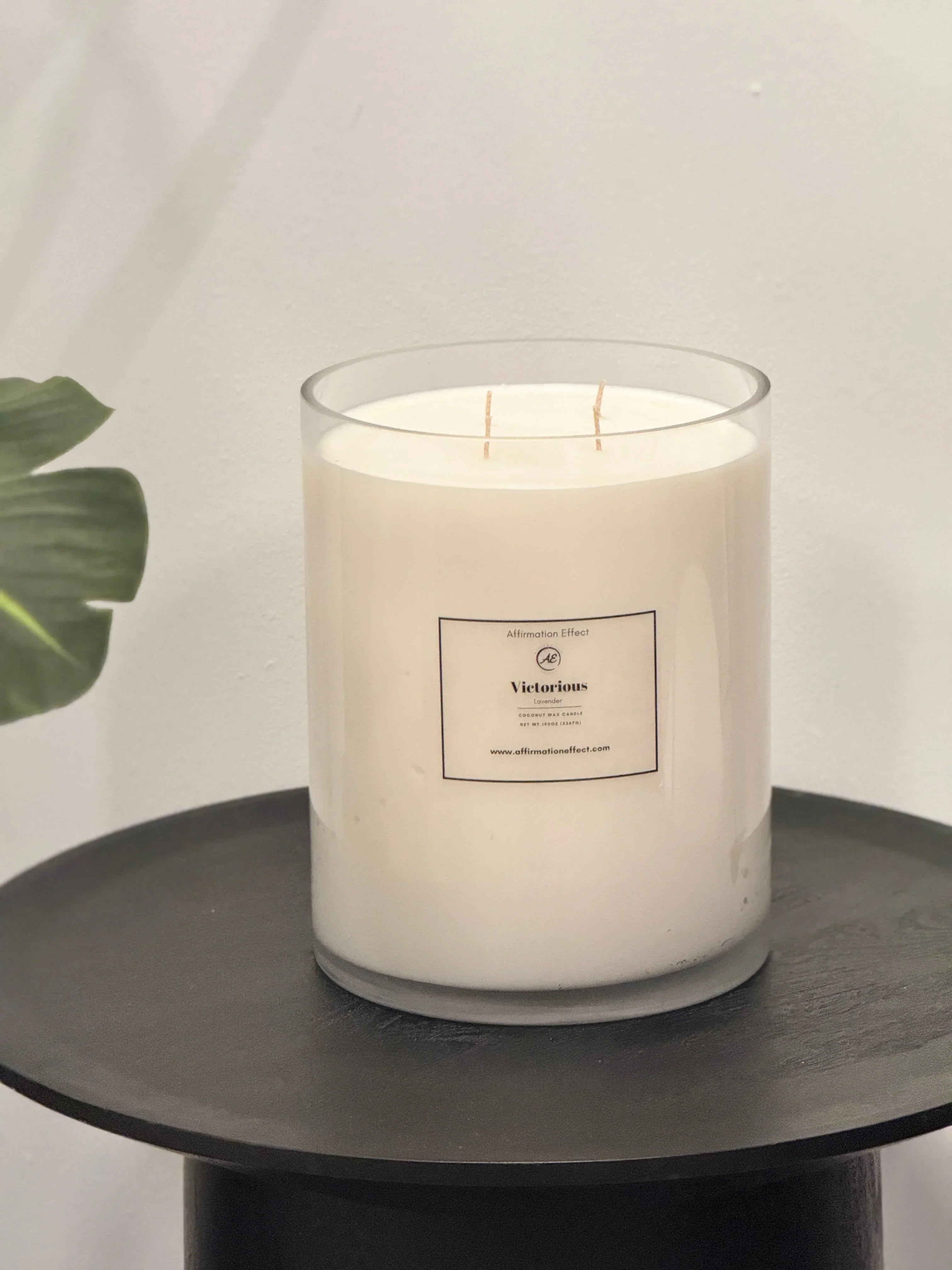 Lavender "victorious" Affirmation Candle - Oz (made to Order), front view - House Of Avana