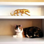 Large Abstract Leopard Panther Sculpture - Handcrafted Resin Statue with Intricate Details - Modern Indoor Living Room Decoration, Unique Animal Figurine for Home Decor - House Of Avana