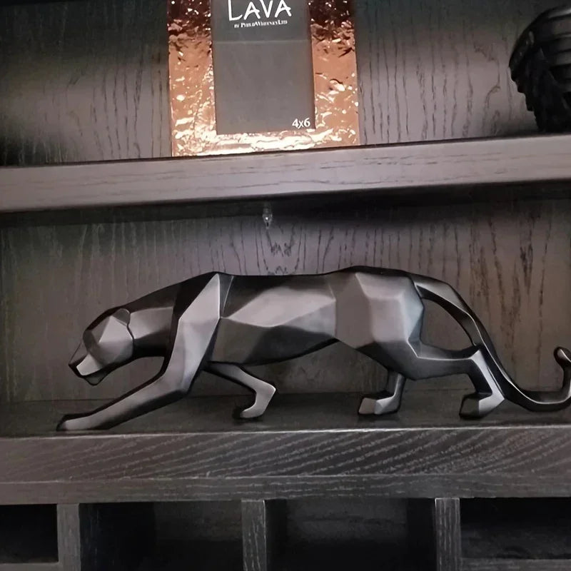 Large Abstract Leopard Panther Sculpture - Handcrafted Resin Statue with Intricate Details - Modern Indoor Living Room Decoration, Unique Animal Figurine for Home Decor - House Of Avana