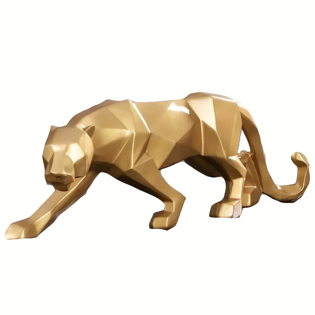 Large Abstract Leopard Panther Sculpture - Handcrafted Resin Statue with Intricate Details - Modern Indoor Living Room Decoration, Unique Animal Figurine for Home Decor - House Of Avana