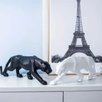 Large Abstract Leopard Panther Sculpture - Handcrafted Resin Statue with Intricate Details - Modern Indoor Living Room Decoration, Unique Animal Figurine for Home Decor - House Of Avana