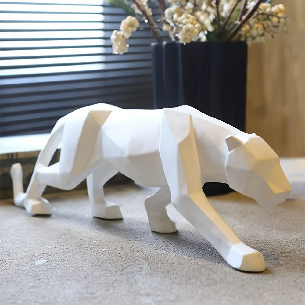 Large Abstract Leopard Panther Sculpture - Handcrafted Resin Statue with Intricate Details - Modern Indoor Living Room Decoration, Unique Animal Figurine for Home Decor - House Of Avana