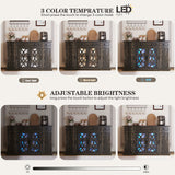 LED light fixture with adjustable brightness and color temperature on a wooden cabinet.