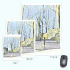 Linden Terrace Stairs, Fort Tryon, Watercolor, Sunset