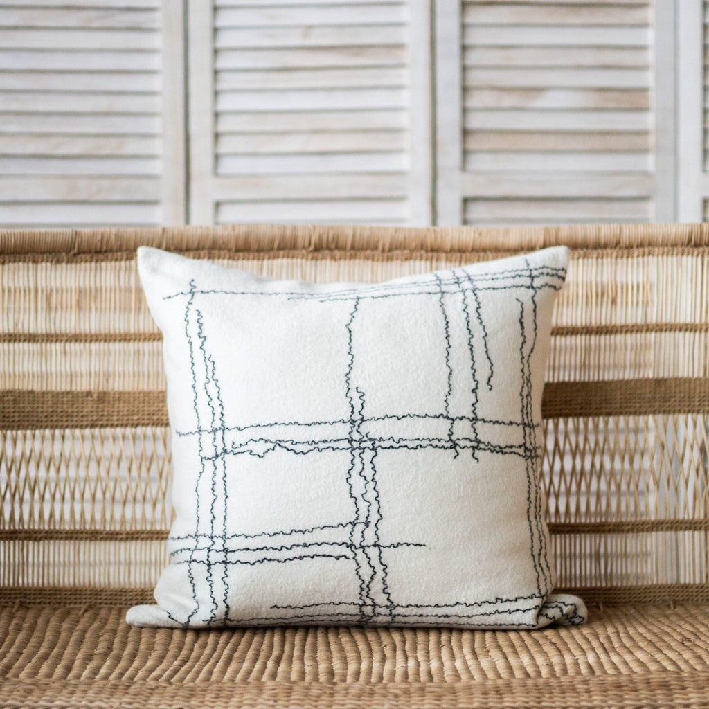 Linear Organic Wool and Silk Throw Pillow Kanju Interiors