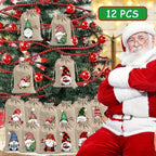 12pcs Christmas Linen Gift Bag Set, Santa Claus Drawstring Bags, Suitable for Holiday Party Gifts and Jewelry Storage, Perfect for Christmas and New Year Party Supplies House Of Avana [[SKU:HOA-STO-042]]