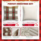 4pcs, Imitation Linen Christmas Red Plaid Pattern Pillow Covers, Single-Sided Print, 44.96cm x 44.96cm, 39.88cm x 39.88cm, Suitable for Sofa, Living Room, Bedroom Home Decor, Excludes Insert, Fall Pillow Cover, Green Checkere House Of Avana