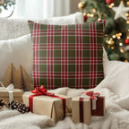 4pcs, Imitation Linen Christmas Red Plaid Pattern Pillow Covers, Single-Sided Print, 44.96cm x 44.96cm, 39.88cm x 39.88cm, Suitable for Sofa, Living Room, Bedroom Home Decor, Excludes Insert, Fall Pillow Cover, Green Checkere House Of Avana [[SKU:HOA-CUS-009]]