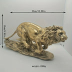 Lion Decoration - Elegant Golden-Brown Lion Figurine, Sturdy Base for Living Room, Office, Entryway - Luxury Home & Office Decor - No Electricity Needed - Resin Decorative Statue, Artistic Sculpture, Detailed Craftsmanship, T House Of Avana