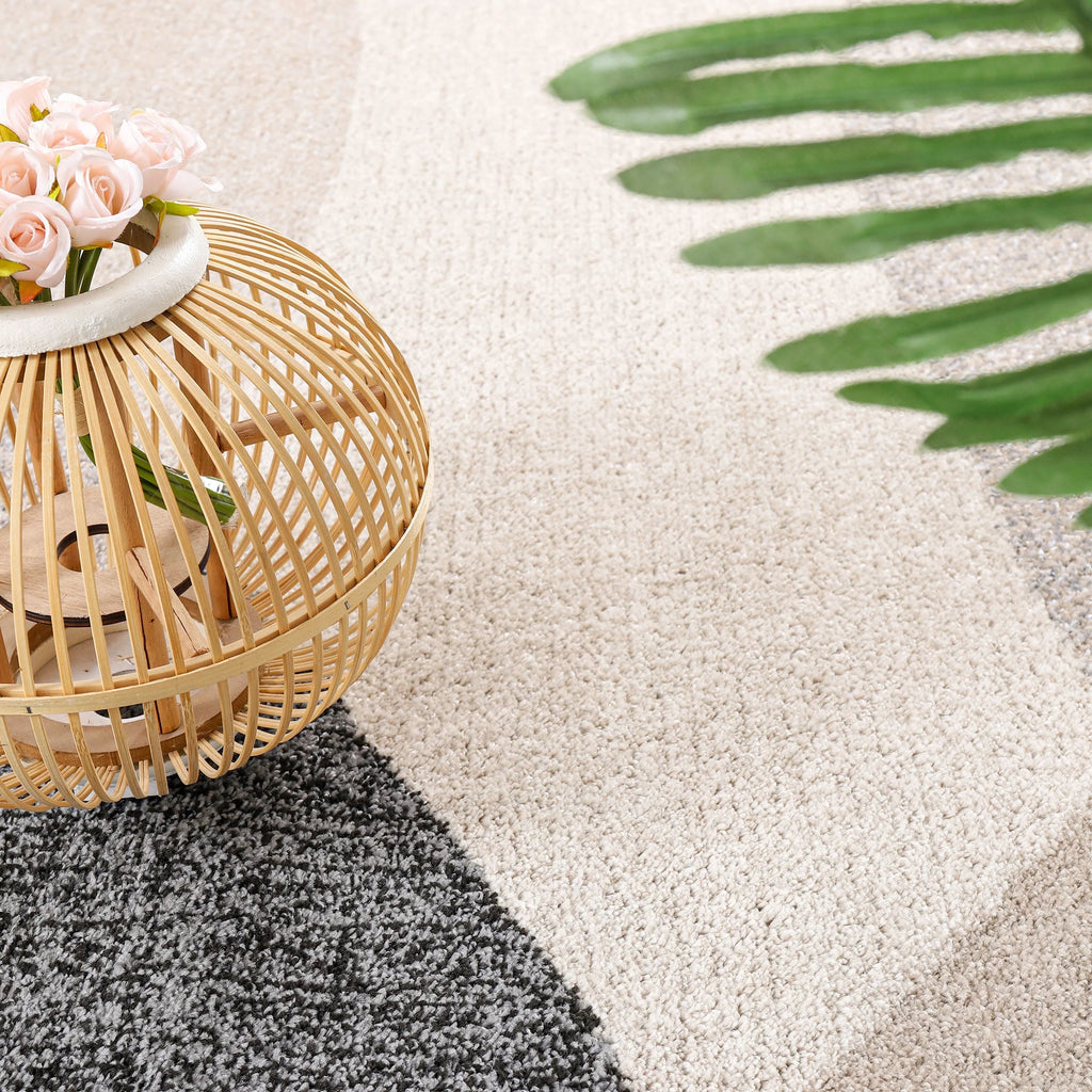 Living Room Rug Fiesta with Geometric Design in Beige Grey Cream RugYourHome