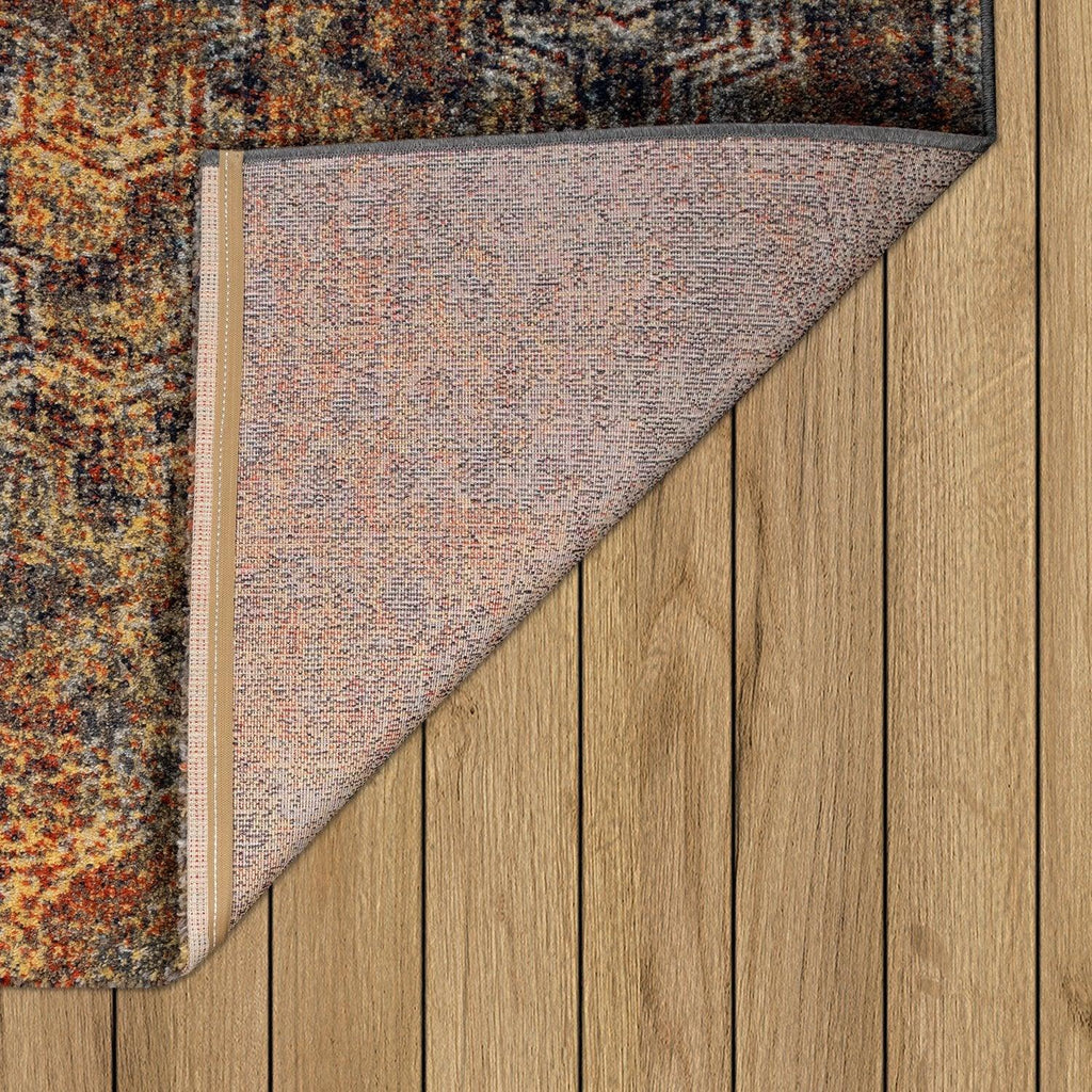 Living Room Rug Used Look Industrial Style Multicolored, side view - House Of Avana