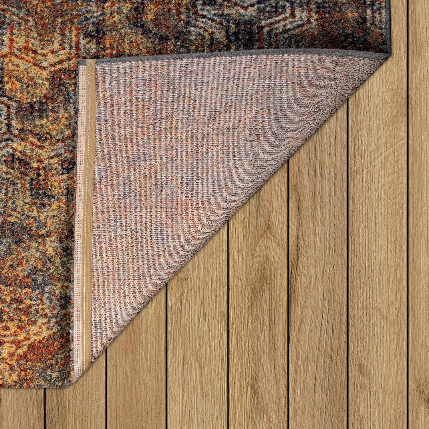 Living Room Rug Used Look Industrial Style Multicolored, side view - House Of Avana