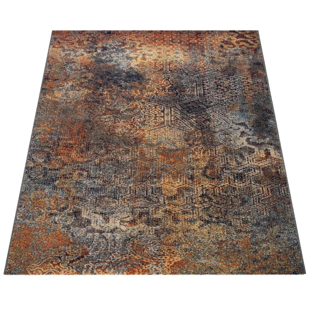 Living Room Rug Used Look Industrial Style Multicolored, lifestyle image - House Of Avana