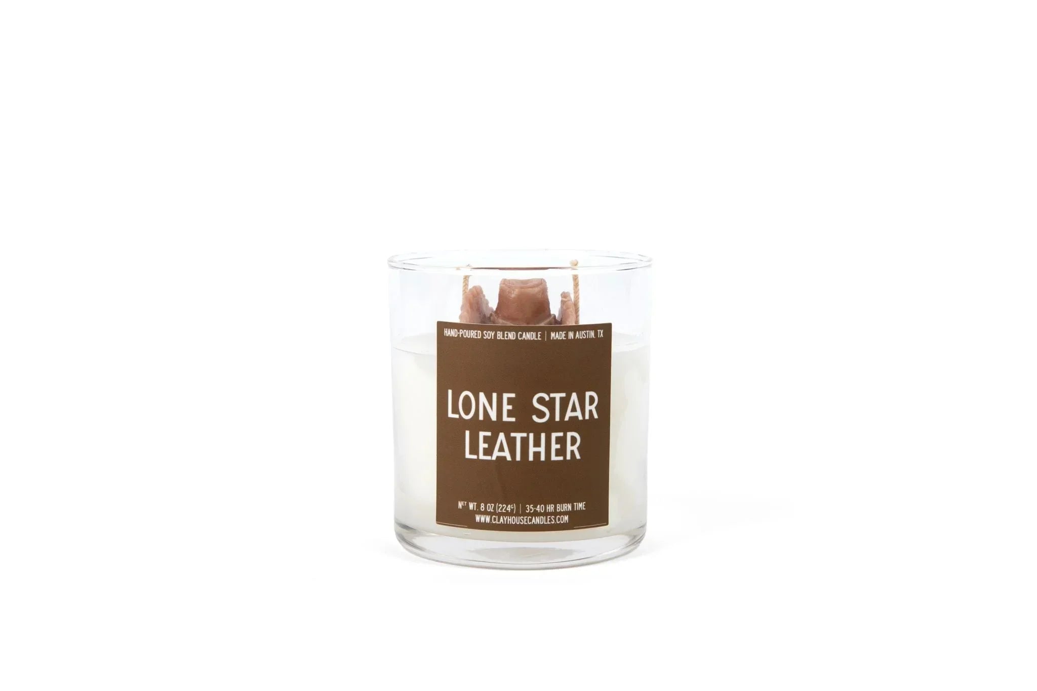 Lone Star Leather Container Candle Clay House Candles