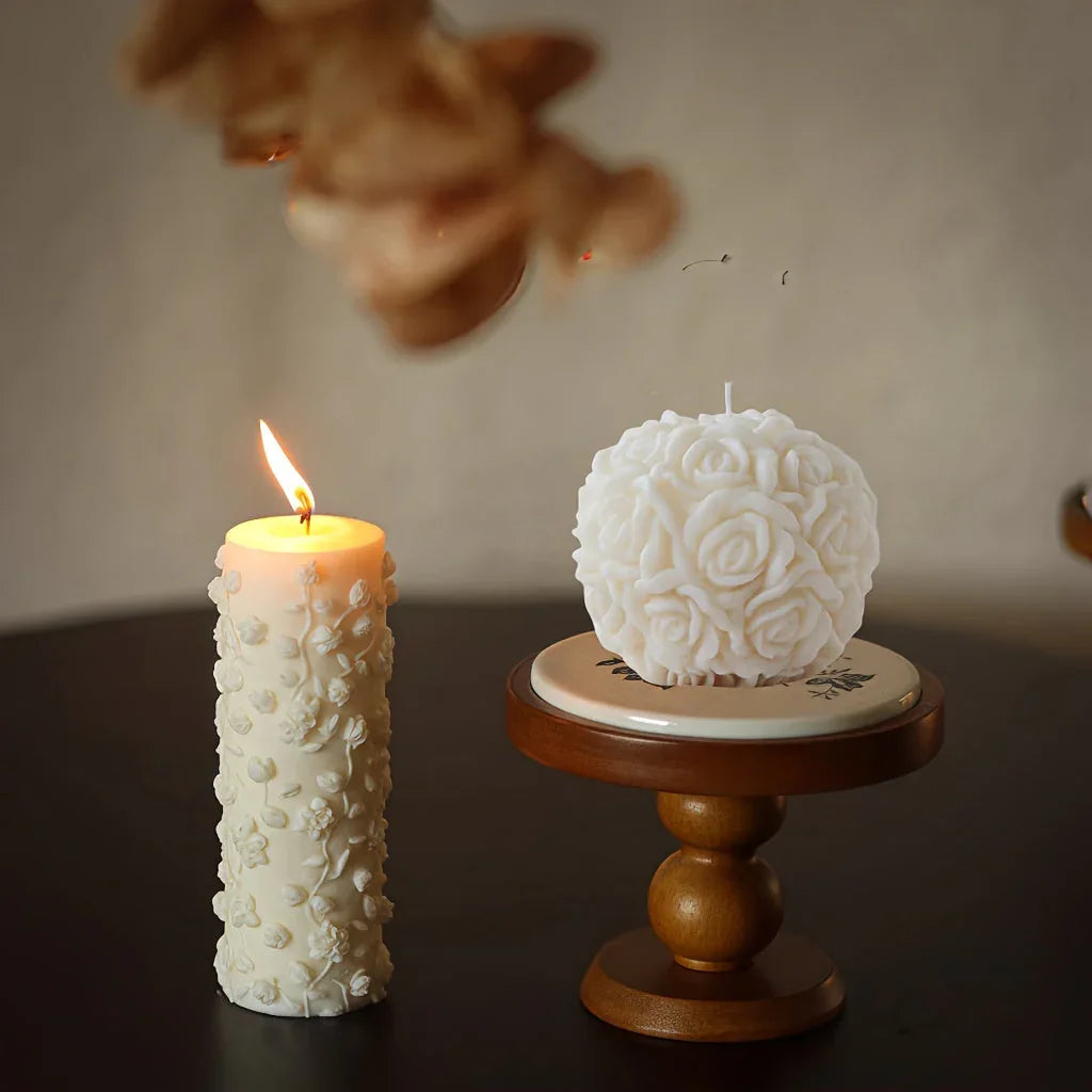 1pc White Soy Wax Rose Flower Candle - Long-Lasting 20H Scented Wax, Vintage Home Decor for Christmas & Mother'S Day Gifts, Elegant Holiday Party Accessory (5x6cm), Candle Decor, Best for Christmas House Of Avana